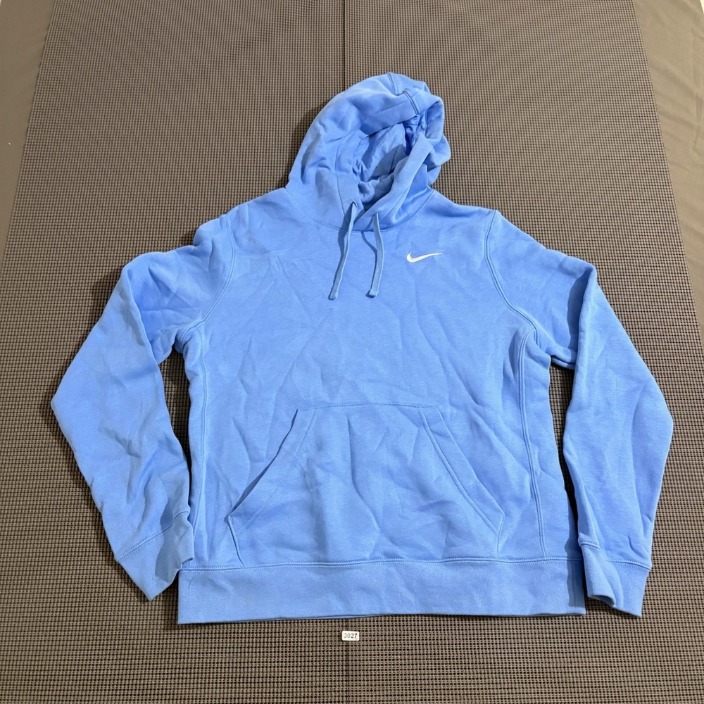 Nike Mens Hoodie Light Blue Embroidered Swoosh Pullover Size M